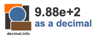 9.88e+2 as a decimal